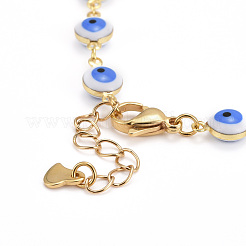 Brass Enamel Evil Eye Link Bracelets&nbsp;BJEW-JB06179
