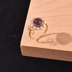 Natural Amethyst Finger Ring for Girl Women&nbsp;RJEW-TA00012-5