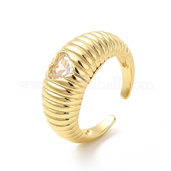 Rhinestone Heart Heart Open Cuff Ring&nbsp;RJEW-D076-01G