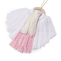 Angel Wood & Cotton Threads Pendant Decoration&nbsp;HJEW-JM02406-02