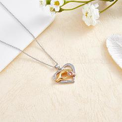 Hand in Hand Love Heart Pendant Necklace Cute Hollow Heart Dangle Necklace Charms Jewelry Gifts for Mom Women Mother's Day Christmas Birthday Anniversary&nbsp;JN1100A