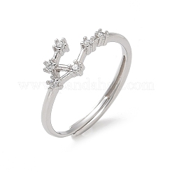 Constellations Rhodium Plated 925 Sterling Silver Micro Pave Clear Cubic Zirconia Adjustable Rings for Women&nbsp;RJEW-P130-01P-J