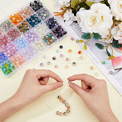 600Pcs 24 Colors Transparent Crackle Glass Beads&nbsp;GLAA-BC0001-26