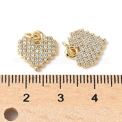 Brass Micro Pave Clear Cubic Zirconia Heart Pendants&nbsp;ZIRC-I071-19G