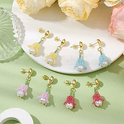 Handmade Glass Seed Beads Flower Stud Earrings&nbsp;EJEW-MZ00277