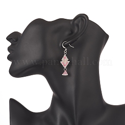 Rhombus Handmade Loom Pattern Glass Seed Beaded Dangle Earrings&nbsp;EJEW-MZ00036-01
