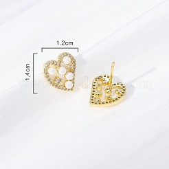 Heart Brass Clear Cubic Zirconia Stud Earrings&nbsp;LS-ZD0180