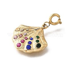 Shell 304 Stainless Steel Colorful Rhinestone Pendant Decorations&nbsp;STAS-H202-31G