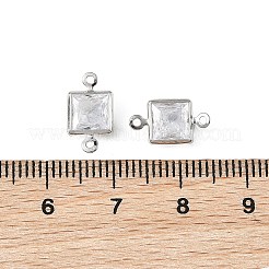 SHEGRACE Brass Pave Clear Cubic Zirconia Square Connector Charms&nbsp;XGRQ2O726-447P