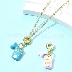 2Pcs 2 Colors Brass Enamel European Dangle Charms&nbsp;KK-FS0001-82