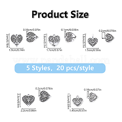 100Pcs 5 Styles Tibetan Style Alloy Pendants&nbsp;TIBE-YW0001-79