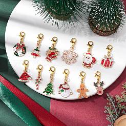 12Pcs 12 Styles Christmas Alloy Enamel Pandant Decorations&nbsp;HJEW-JM01949