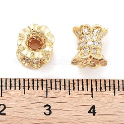 Brass Micro Pave Clear Cubic Zirconia Beads&nbsp;KK-P271-39B-05