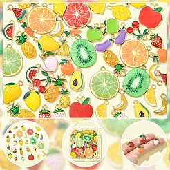 54Pcs 27 Styles Light Gold Plated Alloy Enamel Pendants&nbsp;ENAM-YW0005-14