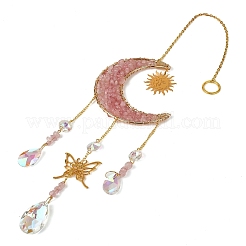 Natural Rose Quartz Chips Moon Crystal Suncatcher&nbsp;RN-T001-01B