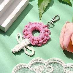 Flowers Woven Cotton Thread Pendant Decorations&nbsp;HJEW-JM02452-04