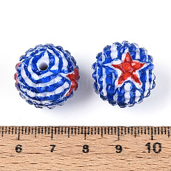 Independence Day Opaque Acrylic Round Beads&nbsp;OACR-T029-07A