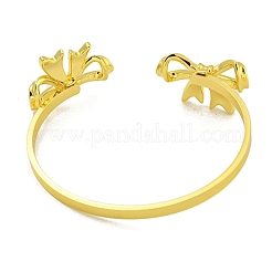 Rack Plating Bowknot Brass Cuff Bangles for Women&nbsp;BJEW-B106-25C-G