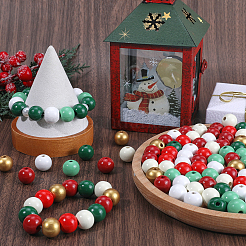 210Pcs 7 Colors Painted Natural Wood Beads&nbsp;WOOD-SP0001-06