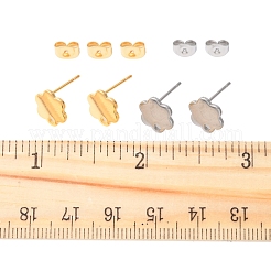 16Pcs 2 Colors 201 Stainless Steel Stud Earring Findings with Hole&nbsp;EJEW-FS0001-20