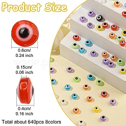 640Pcs 8 Colors Evil Eye Resin Beads&nbsp;RESI-YW0001-89
