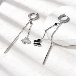 304 Stainless Steel Enamel Butterfly Tassel Hoop Earrings&nbsp;EJEW-G453-10P