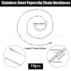 10Pcs 667 Stainless Steel Paperclip Chain Necklaces&nbsp;NJEW-BBC0001-48A-P