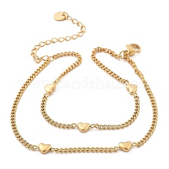 304 Stainless Steel Double-Layer Curb Chains Bracelets for Women&nbsp;BJEW-C089-13G