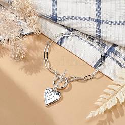 Alloy Heart Charm Bracelet with Brass Paperclip Chains for Woman&nbsp;BJEW-JB08895-02