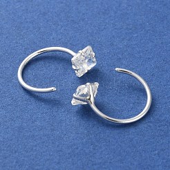 999 Fine Silver Micro Pave Clear Cubic Zirconia Pull Through Earrings&nbsp;EJEW-P296-28F-S