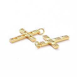 Brass Micro Pave Clear Cubic Zirconia Pendants&nbsp;ZIRC-L100-090G