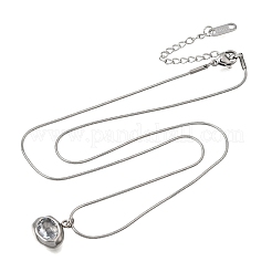 304 Stainless Steel Pave Cubic Zirconia Pendant Necklaces&nbsp;SA-CBADCF0-03P-04