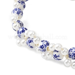 Handmade Flower Printed Porcelain Beads Braided Bead Bracelets for Women&nbsp;BJEW-JB12787