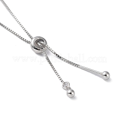 Adjustable Rhodium Plated 925 Sterling Silver Box Chains Slider Bracelets&nbsp;STER-M112-01P