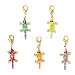 Crocodile Glass Seed Beads Pendant Decorations&nbsp;HJEW-MZ00389