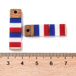 Independence Day Opaque Striped Resin & Walnut Wood Pendants&nbsp;RESI-U010-01G