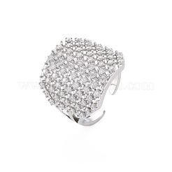 Brass Micro Pave Cubic Zirconia Cuff Rings&nbsp;RJEW-S045-150P