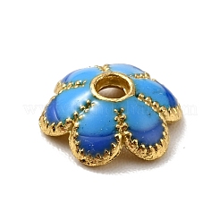 6-Petal Alloy Enamel Bead Caps&nbsp;FIND-G029-04G