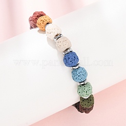 Chakra Dyed Round Natural Lava Rock Beaded Bracelets&nbsp;GG-CBA922D-03