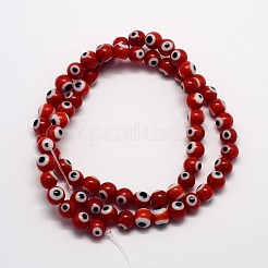 Handmade Evil Eye Lampwork Round Bead Strands&nbsp;LAMP-L055-10mm-10