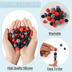 90Pcs 9 Styles Round & Rondelle Silicone Focal Beads&nbsp;SIL-TA0003-57C