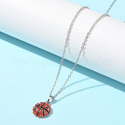 Zinc Alloy Hyacinth Rhinestone Sport Ball Pendant Cable Chain Necklaces&nbsp;LS-NJEW-U024-01P-03