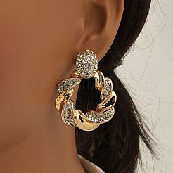 Alloy Crystal Rhinestone Dangle Stud Earrings&nbsp;FS-WG563E4-01