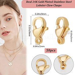 50Pcs 304 Stainless Steel Lobster Claw Clasps&nbsp;STAS-BBC0006-02A