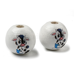 Spray Painted Natural Wood European Beads&nbsp;WOOD-M009-02