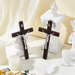 Easter Wood Crucifix Cross Alloy Figurines Ornaments&nbsp;DJEW-WH0016-62