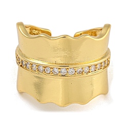 Brass Micro Pave Cubic Zirconia Cuff Rings&nbsp;RJEW-P127-05G