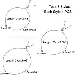 12Pcs 3 Style Adjustable 304 Stainless Steel Bracelet Making&nbsp;MAK-UN0001-32