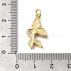 October Breast Cancer Pink Awareness Ribbon Brass Enamel Pendants&nbsp;LS-KK-S517-04E-G