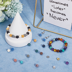 DIY Chakra Natural & Synthetic Gemstone Beads & Natural Lava Rock Beads Jewelry Making Findings Kits&nbsp;DIY-SC0028-21